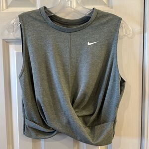 Nike Cropped Twist Front Tank Gray - L